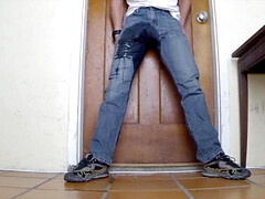 Desperately pissing my jeans on the porch