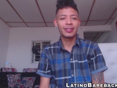 Pretty amateur Juan jerks off his big dick with two hands