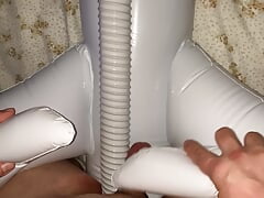 Small Penis Cumming On Inflatable Airplane Doll And Vacuum Cleaner Hose