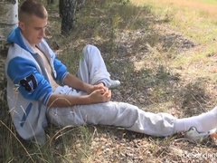 This Hot Athletic Stud Is Out For A Jog In The Woods When He Decides To Have A Little Fun