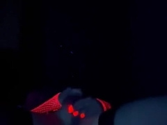 Pinkish sissy in black light rails bad dragon