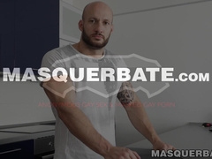Bald hunk David Boss unleashes cum after masturbating gently