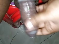 Mid Night Horny Gay Big Cock Condom Masturbation At Home Privately Part 04