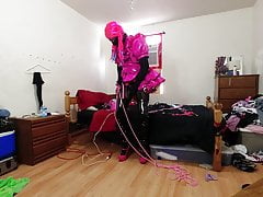 Sissy Maid self bondage tease in chastity