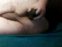 Fat guy ass fucked with cucumber