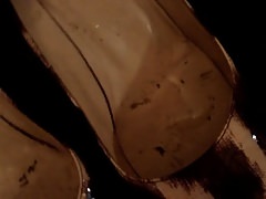 Secretary Sue's well worn heels cummed