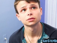 Young guy releases cum after rough stepfamily entrance