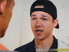 Black Aj Sloan gobbles on the enormous dick of hunk Jayden Marco before a hot interra