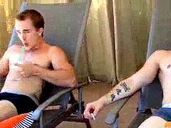 Sunbathing then gangbang for wild group of twinks