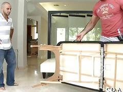 Latin stunner rides the cock of his masseur