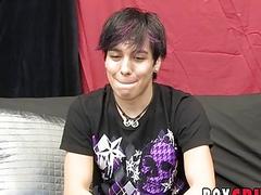 Sexy emo twink solo jerking off action
