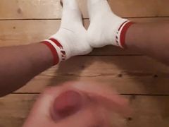 secret wank at night massive cumshot on my socks and the floor