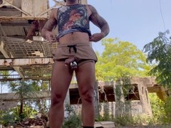 Caught masturbating and jerking off in public - cruise for balls in abandoned building