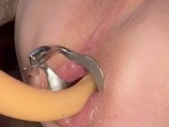 Analnbg's pumping session with a long plug
