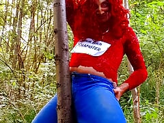 Demonic bitch gets horny in the forest