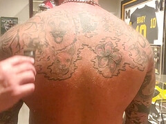 Step-bro back shaving!