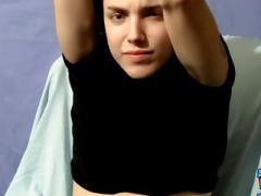 Tattooed twink strips naked and jerks off with a passion