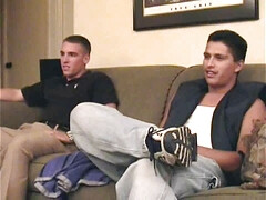 Two straight mastubates in a porn gay