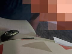 Watchingtv and seducing my friend, he helped me cum.