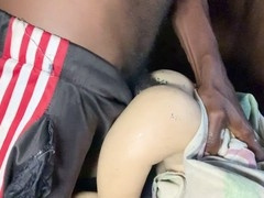 Ebony babe's massive booty pounded hard by a hung stud