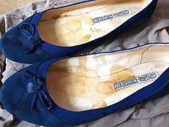 Cum on GF Blue Flat Ballerinas (6. Shot)