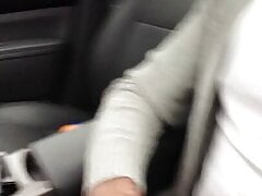 Public car jerking-off in a parking lot, verbal masturbation, orgasm in jeans, belt.