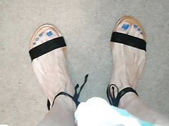 Blue toes in sandals