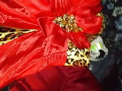 Cumming on bitchplayer's fav satin dress