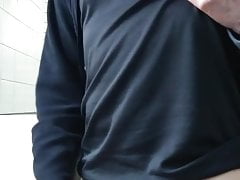 Public restroom wank and cumshot