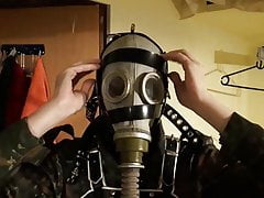 Putting on the harness for my great russian GP-5 Gasmask