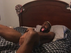 Bearded Black Stud Blows Huge Cum Load Down his Throat