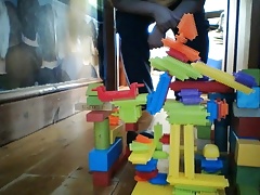 barefoot crush house with blocks and felt blocks