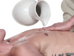 Gay couple makes love in the hot tub