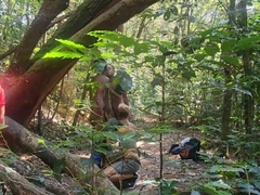 Fucksluts are caught screwing in the middle of the forest and exchanging