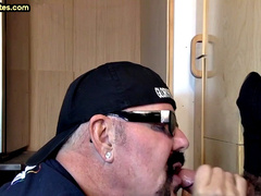 Gloryhole ATM DILF takes and sucks cock in homemade vid
