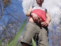 Young twink Dan Dickswallower enjoys public cruising at a nude beach for fresh male cream