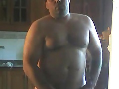 Sexy daddy wanking in kitchen