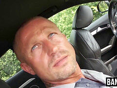 Muscular older homo eats jizm after breeding roughly outdoor