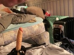 Ramming my man-cunt with a rope on stimulating faux-cock. Yum!