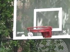 Two basket players play not only with the basket ball...