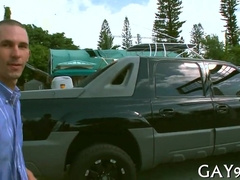 Watch this hot interracial couple get down and dirty in the rearview