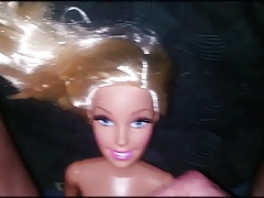 Cum on 2ft Barbie doll