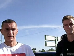 Outdoor teasing and indoor anal in a 3some