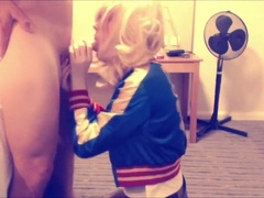 Harley Quinn Crossdresser Blowjob and Swallow