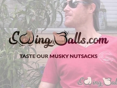 Josh drops his black boxer briefs to show off his impressive dick and hairy crotch