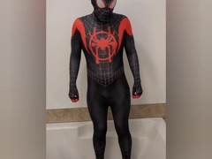 Desperate to urinate, stuck in my Spiderman suit, large pull out at the end