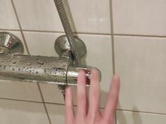 Wet Dick Close-up, Jerking and Cumming in the Shower