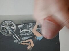 Cuming on Judy's motorcycle