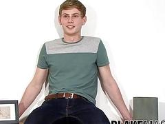 British amateur twink stips after an interview and jerks off