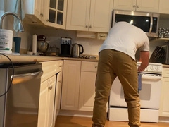 Casually jerking in front of the maintenance fellow